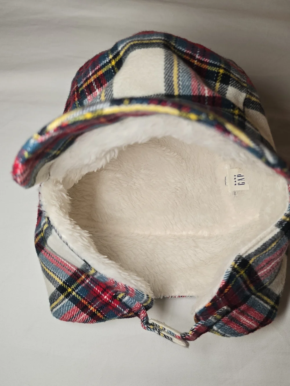 GapKids Plaid Winter Trapper/ Aviator Style Hat - Red & White